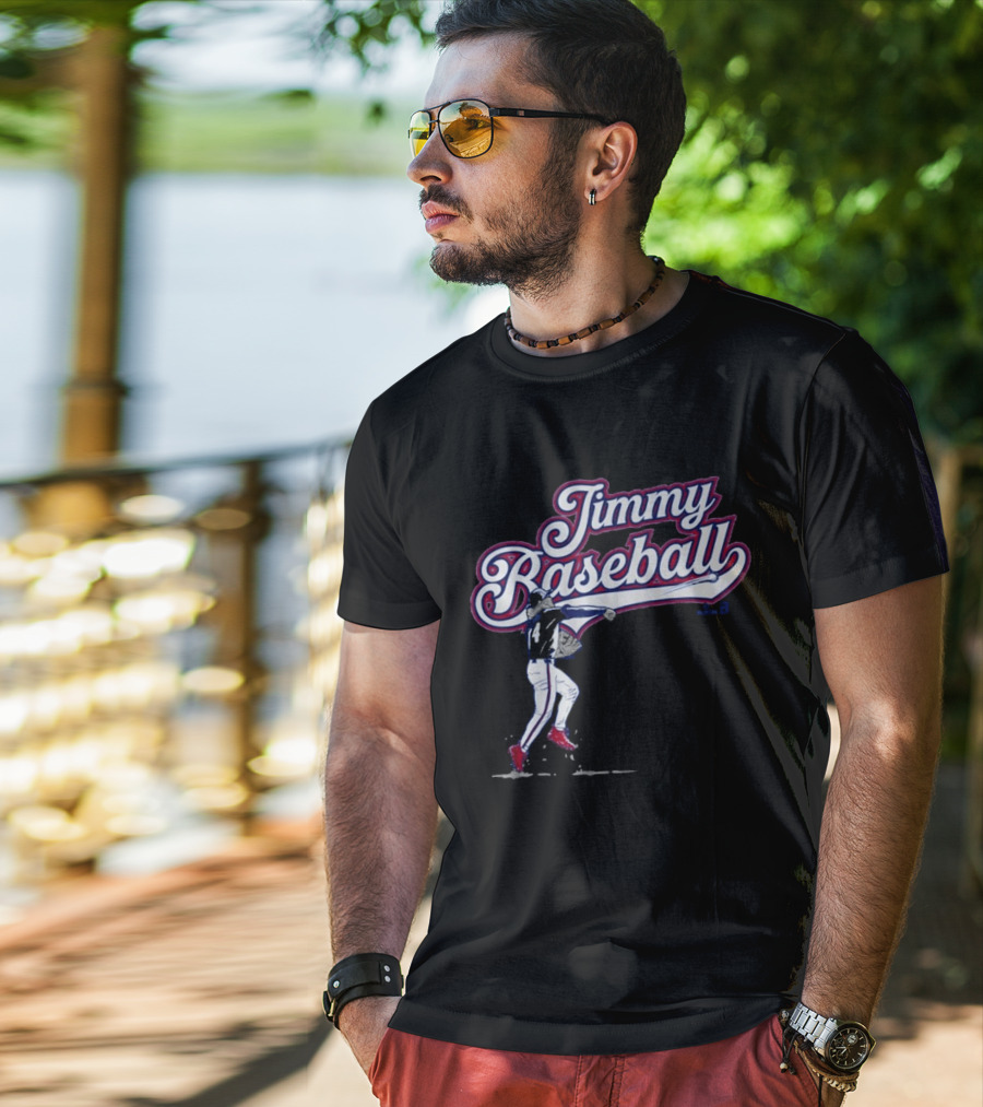 Jimmy Baseball Vintage Style Player Swinging Bat T-Shirt
