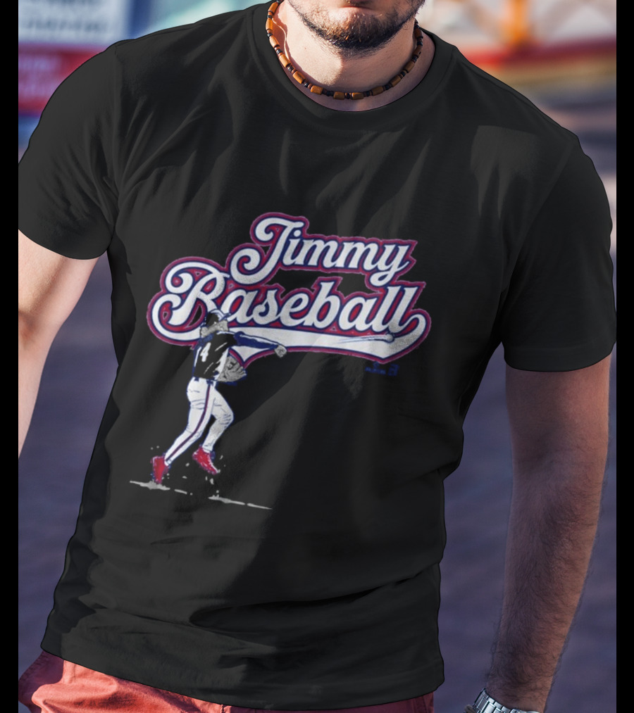 Jimmy Baseball Vintage Style Player Swinging Bat T-Shirt