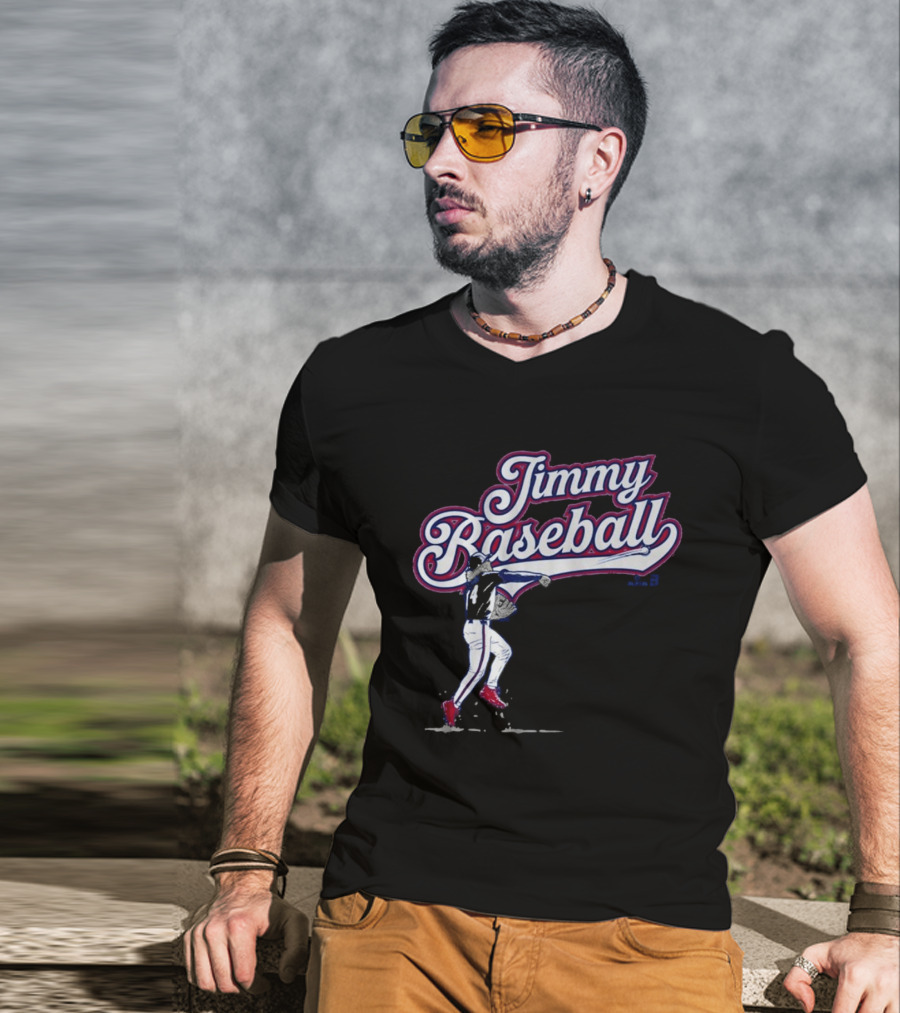 Jimmy Baseball Vintage Style Player Swinging Bat T-Shirt
