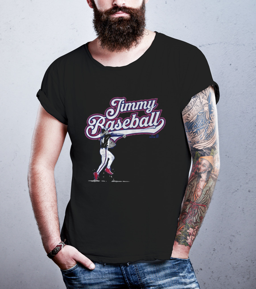 Jimmy Baseball Vintage Style Player Swinging Bat T-Shirt
