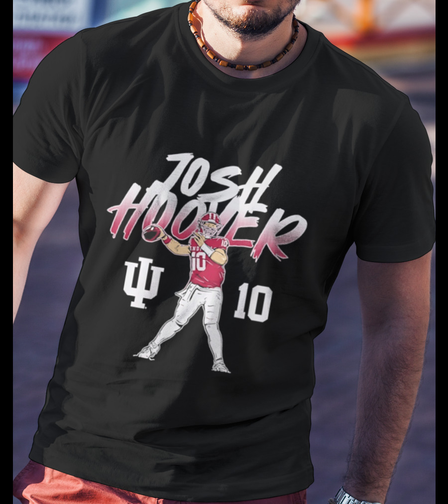 Josh Hoover 10 Indiana Football IU Hoosiers Quarterback Pose T-Shirt