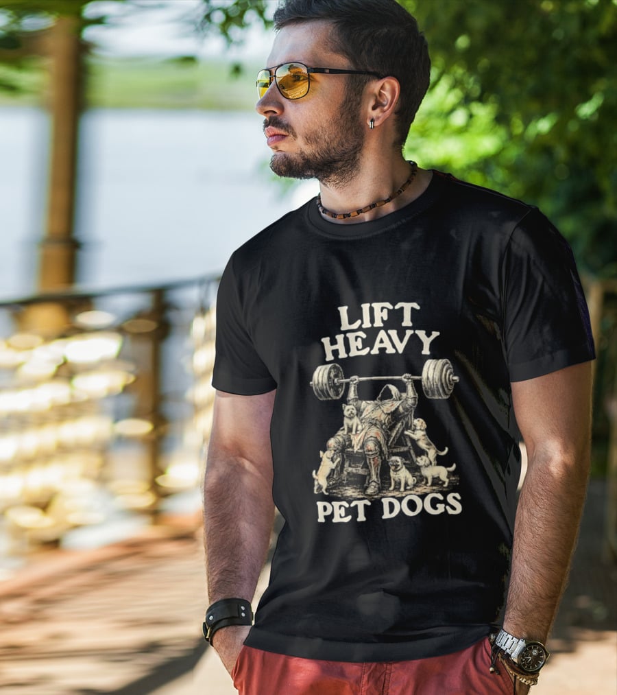 Lift Heavy Pet Dogs Medieval Weightlifting Knight With Puppies T-Shirt