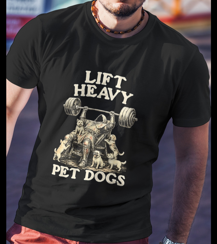 Lift Heavy Pet Dogs Medieval Weightlifting Knight With Puppies T-Shirt