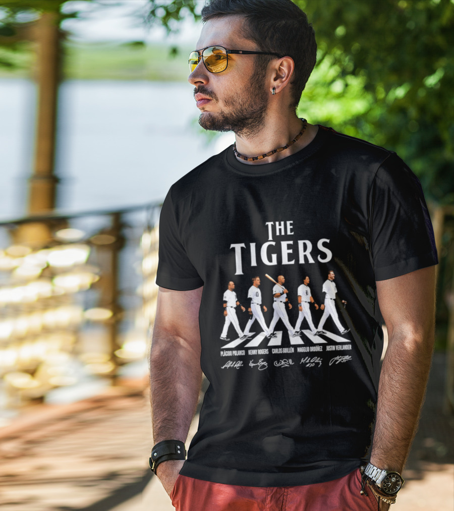 The Tigers Plácido Polanco Kenny Rogers Carlos Guillén Magglio Ordóñez Justin Verlander Detroit Abbey Road Baseball Players T-Shirt