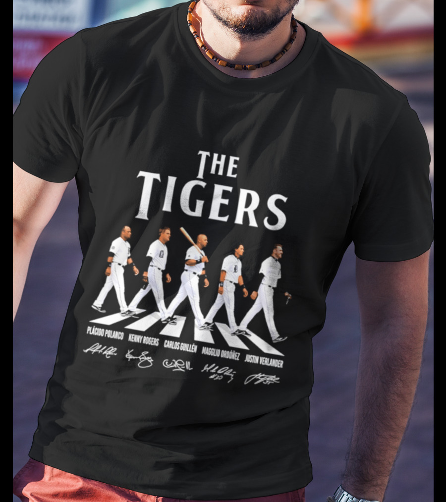 The Tigers Plácido Polanco Kenny Rogers Carlos Guillén Magglio Ordóñez Justin Verlander Detroit Abbey Road Baseball Players T-Shirt