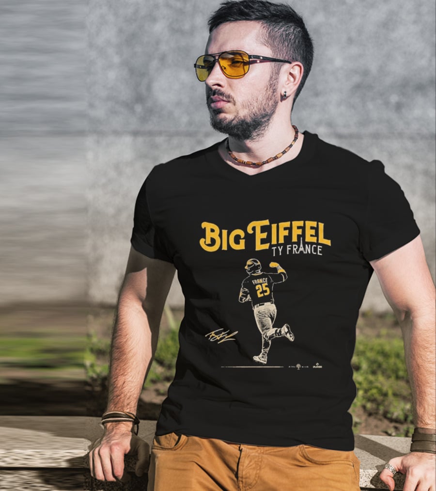 Big Eiffel Ty France 25 Baseball Player T-Shirt