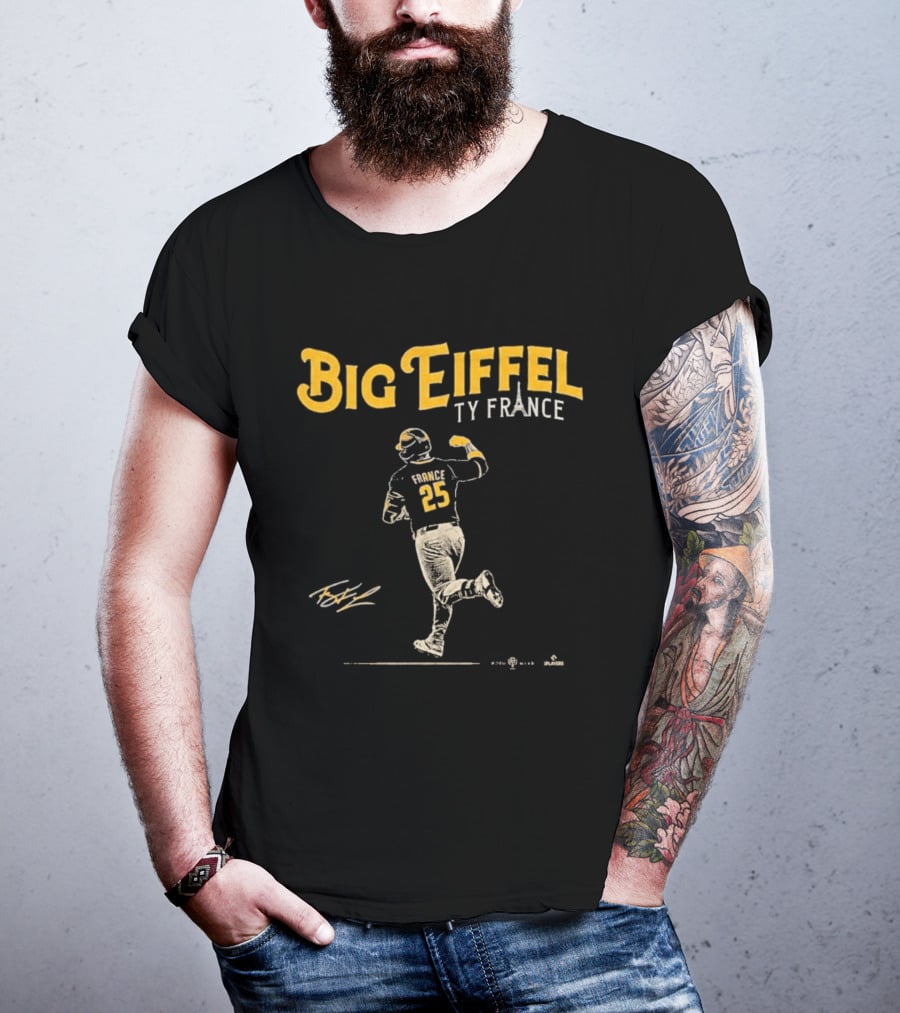 Big Eiffel Ty France 25 Baseball Player T-Shirt