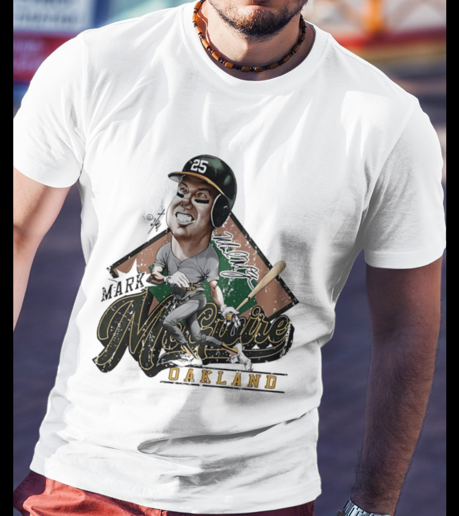 Mark McGwire Oakland Athletics Baseball Caricature Bruce Stark T-Shirt