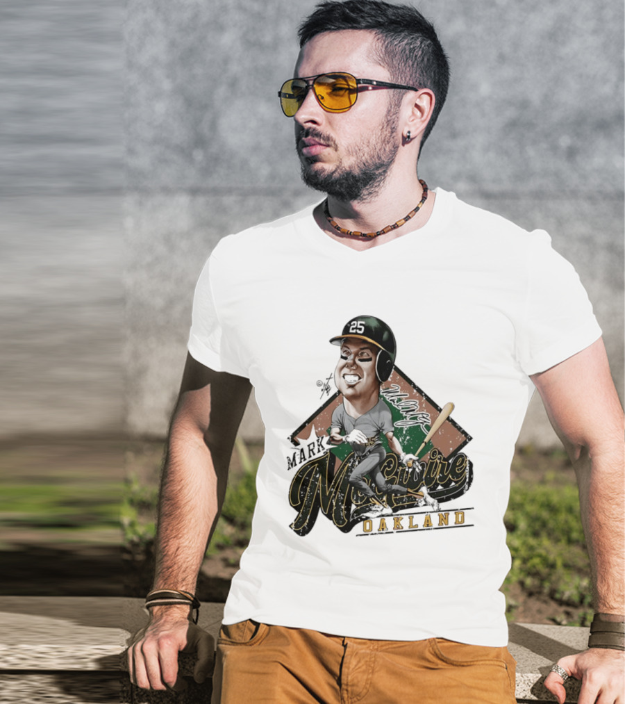 Mark McGwire Oakland Athletics Baseball Caricature Bruce Stark T-Shirt