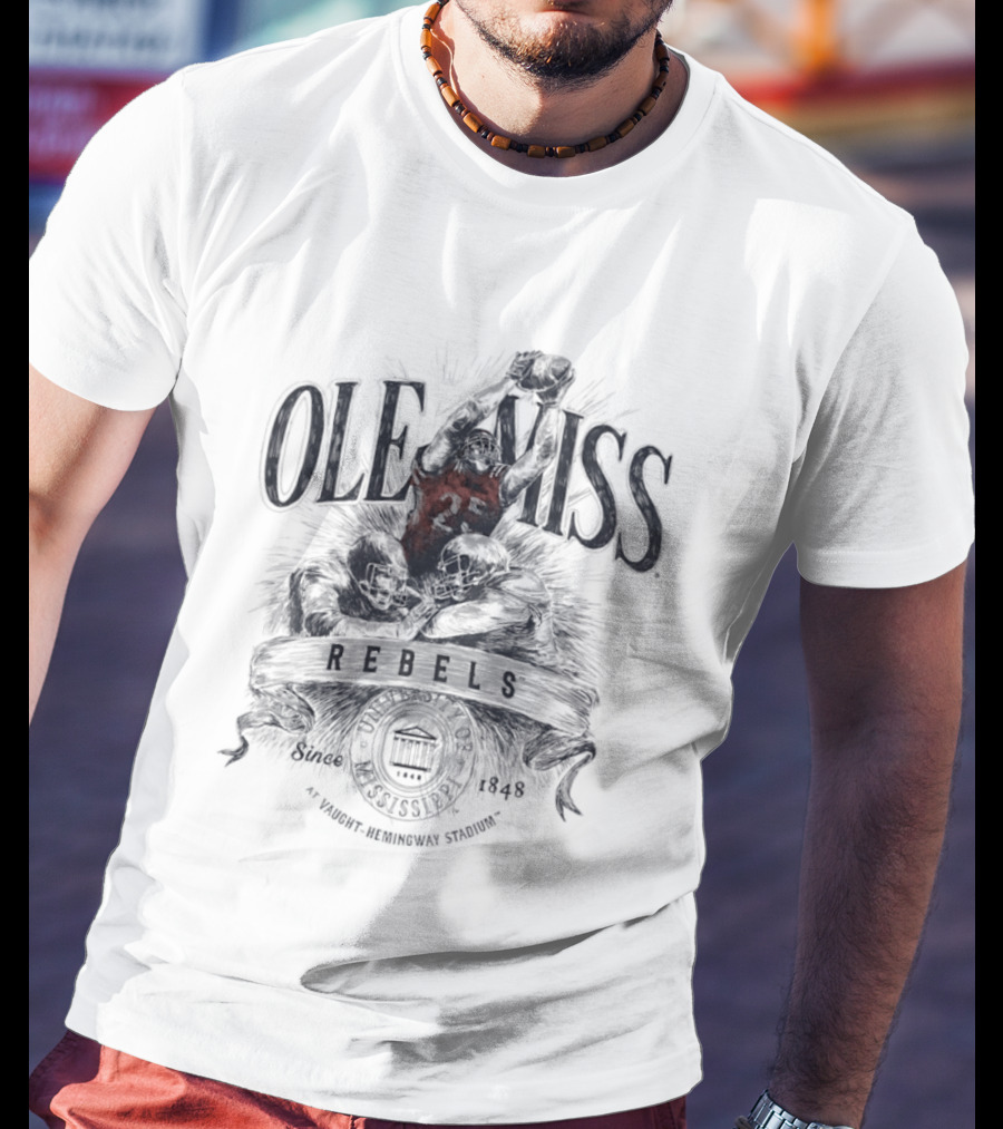 Ole Miss Rebels 1848 Gridiron Hero Vaught Hemingway Stadium T-Shirt