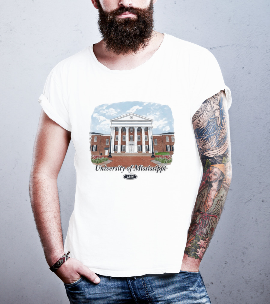 University Of Mississippi Ole Miss Rebels Football 1848 Campus Building T-Shirt