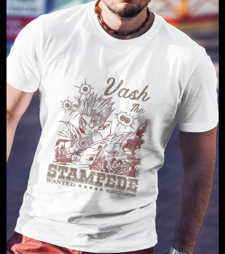 Vash The Stampede Wanted Bounty Hunter Anime T-Shirt
