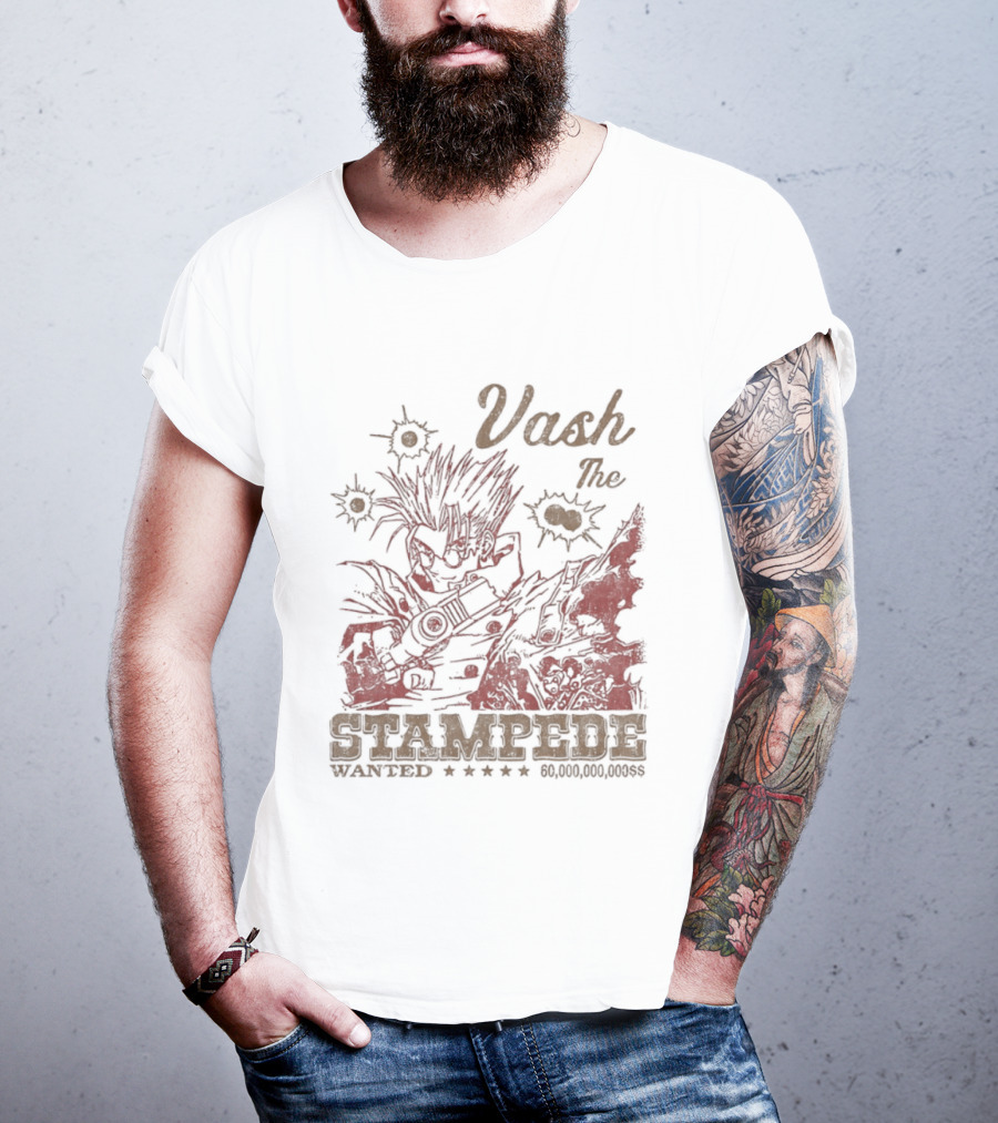 Vash The Stampede Wanted Bounty Hunter Anime T-Shirt