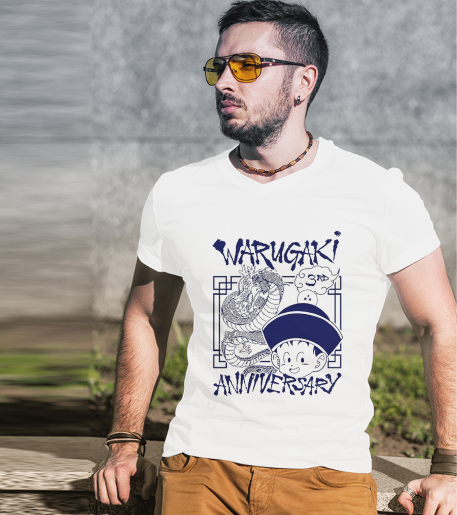 Warugaki 3th Anniversary With Dragon And Child In Blue T-Shirt