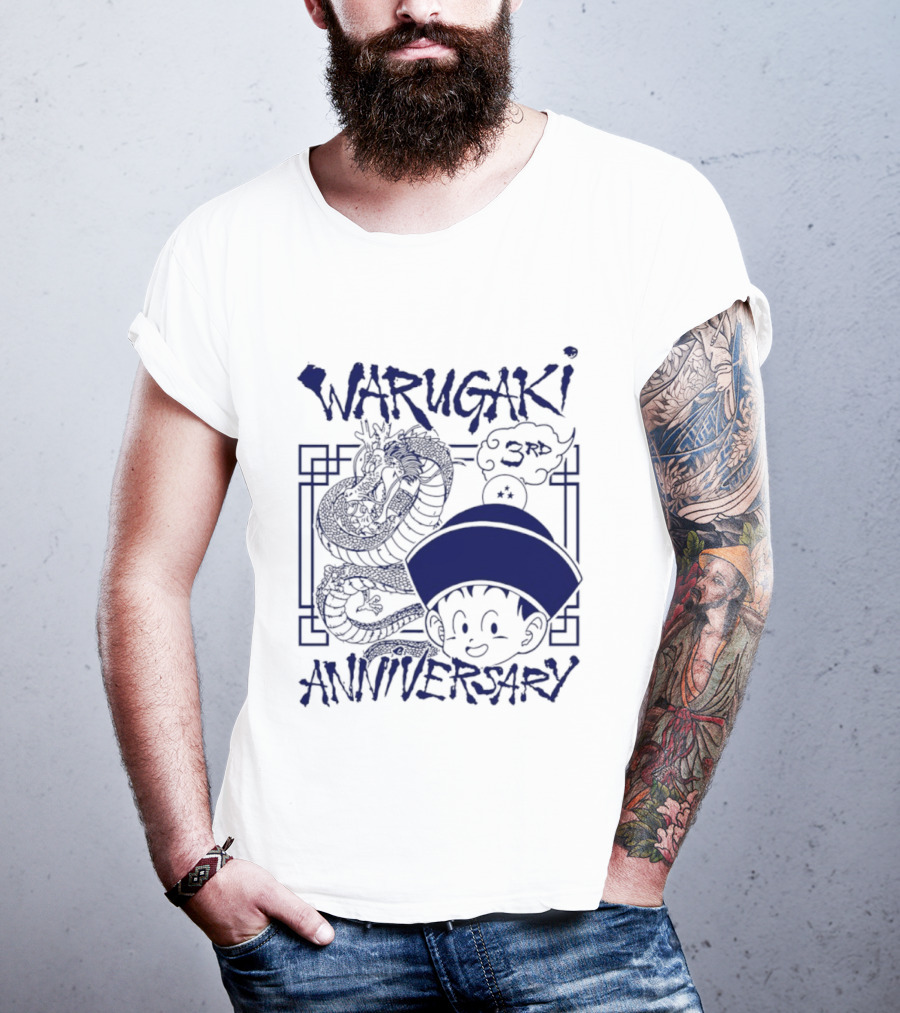 Warugaki 3th Anniversary With Dragon And Child In Blue T-Shirt