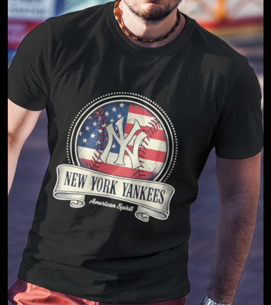 New York Yankees American Flag Baseball Emblem MLB T-Shirt