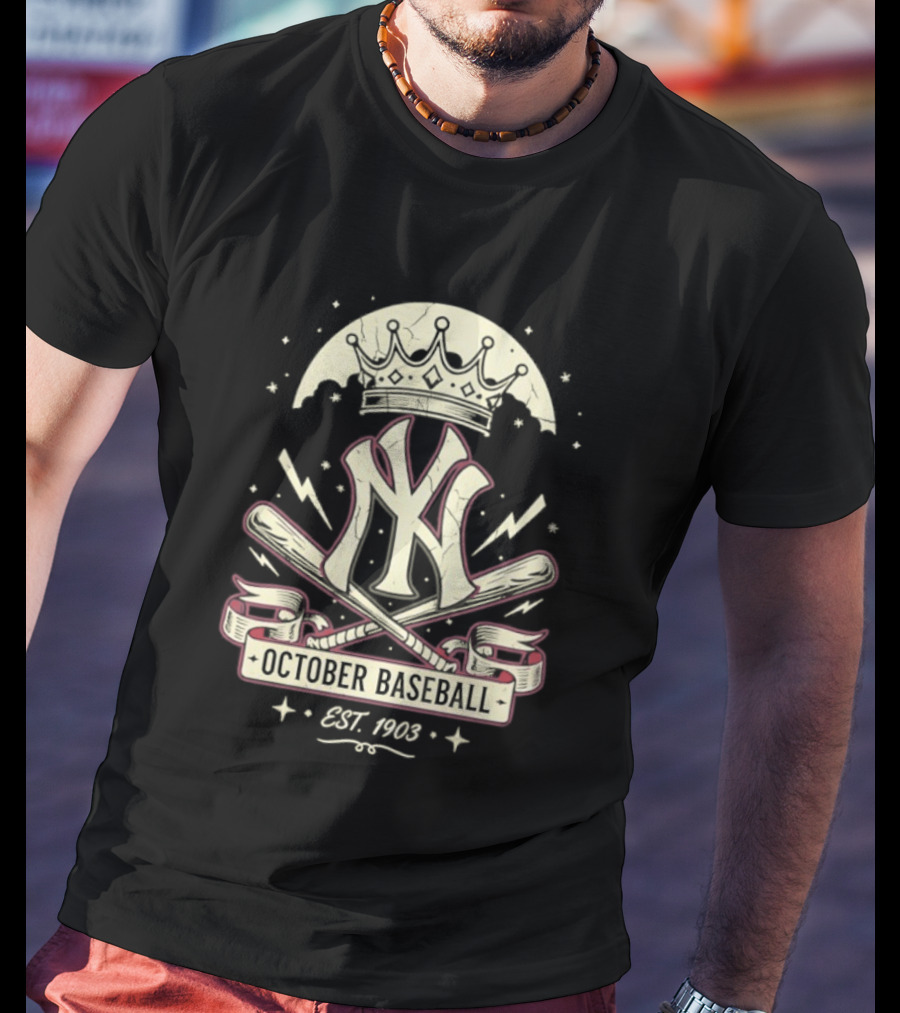 New York Yankees October Baseball Retro Emblem Est 1903 T-Shirt