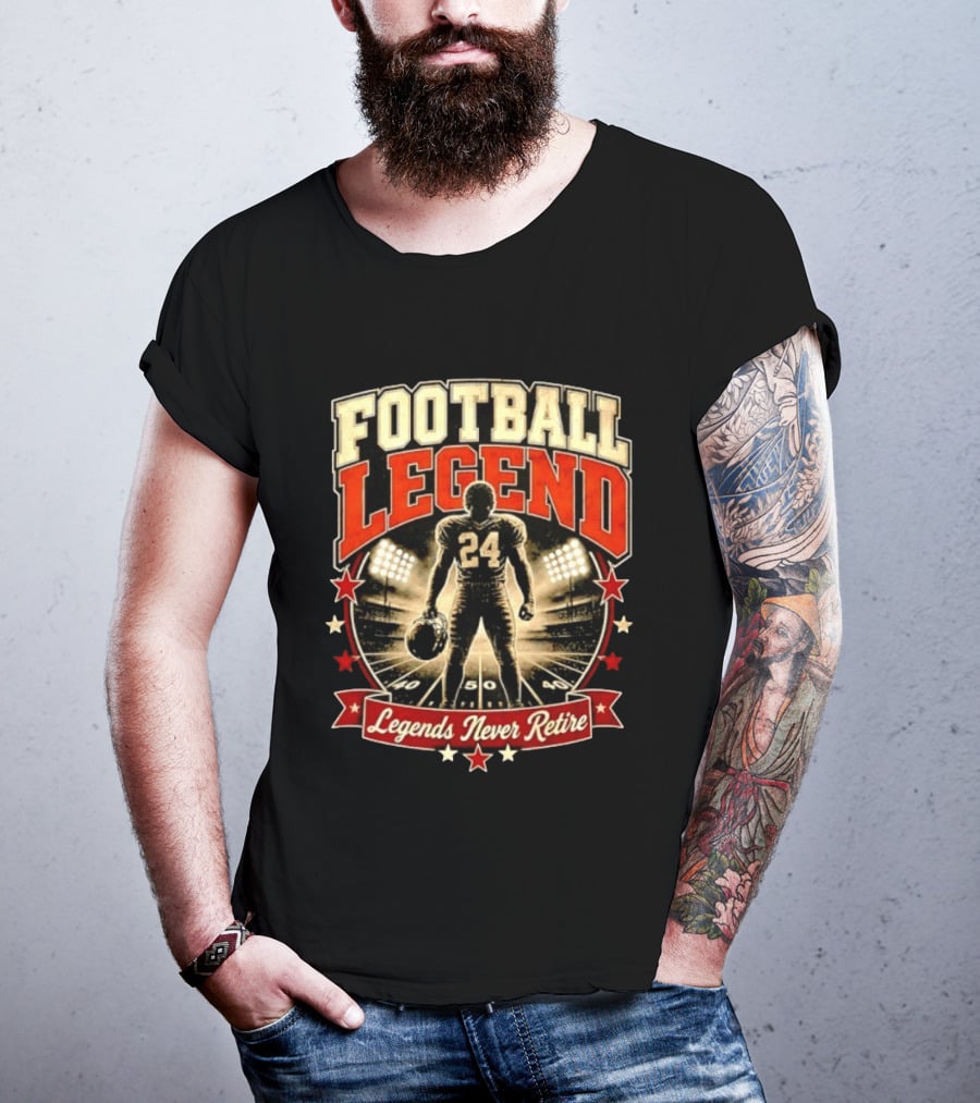 Football Legend 24 Legends Never Retire Stadium Stars T-Shirt
