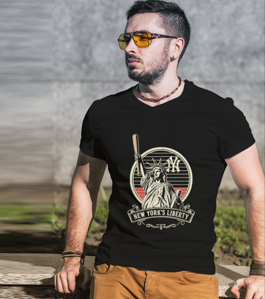 New York Yankees MLB Lady Liberty Bat T-Shirt