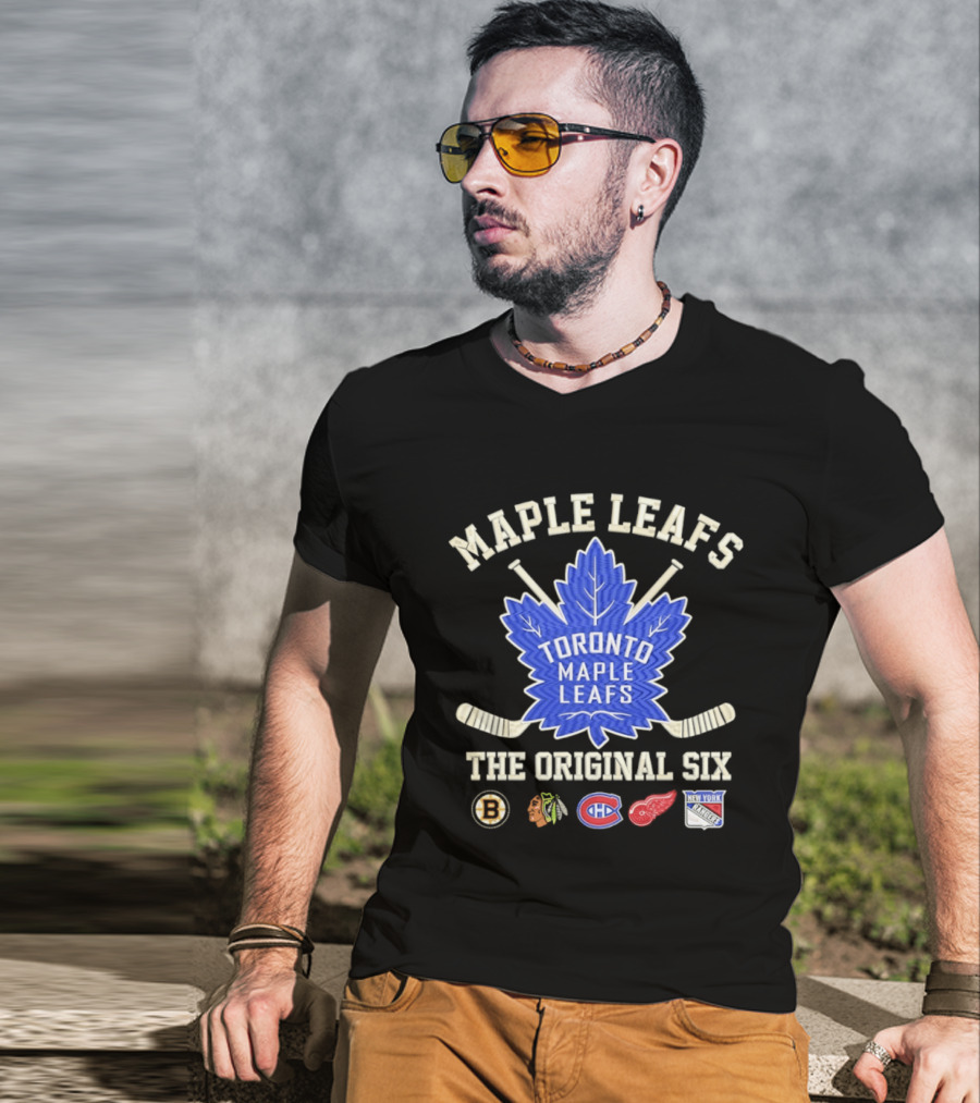 Toronto Maple Leafs The Original Six NHL Hockey Teams Logos T-Shirt