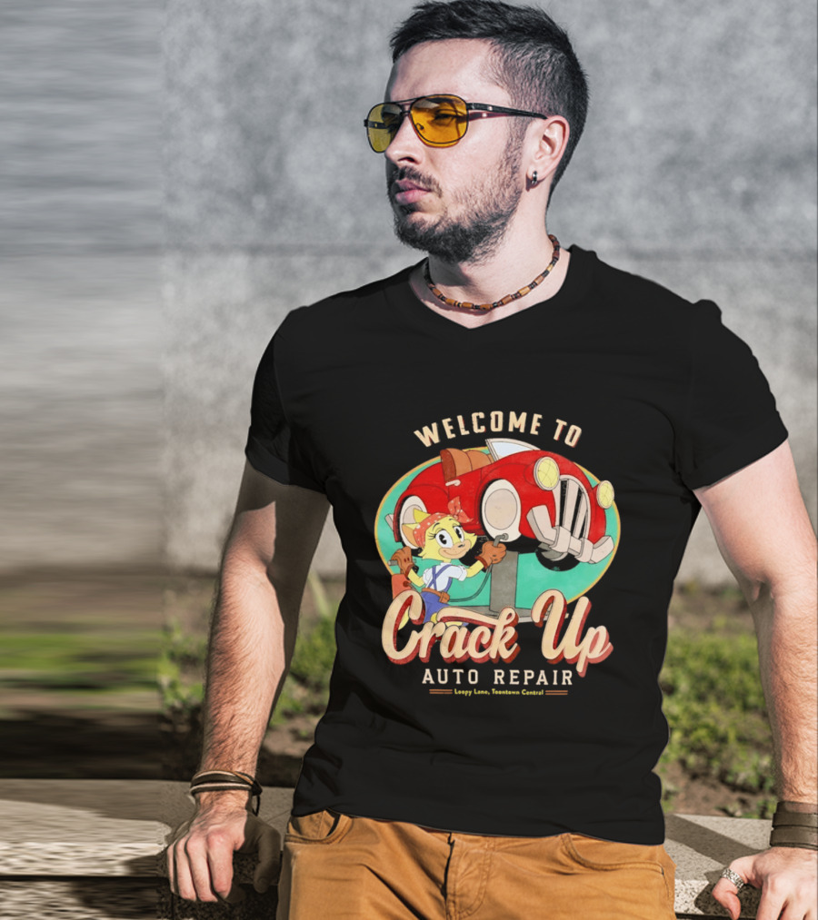 Welcome To Crack Up Auto Repair Happy Lane Towtown Cougars T-Shirt