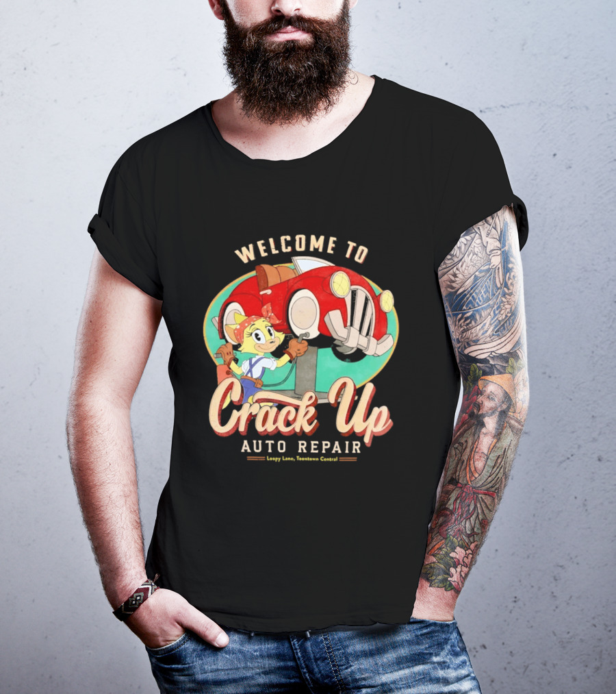 Welcome To Crack Up Auto Repair Happy Lane Towtown Cougars T-Shirt
