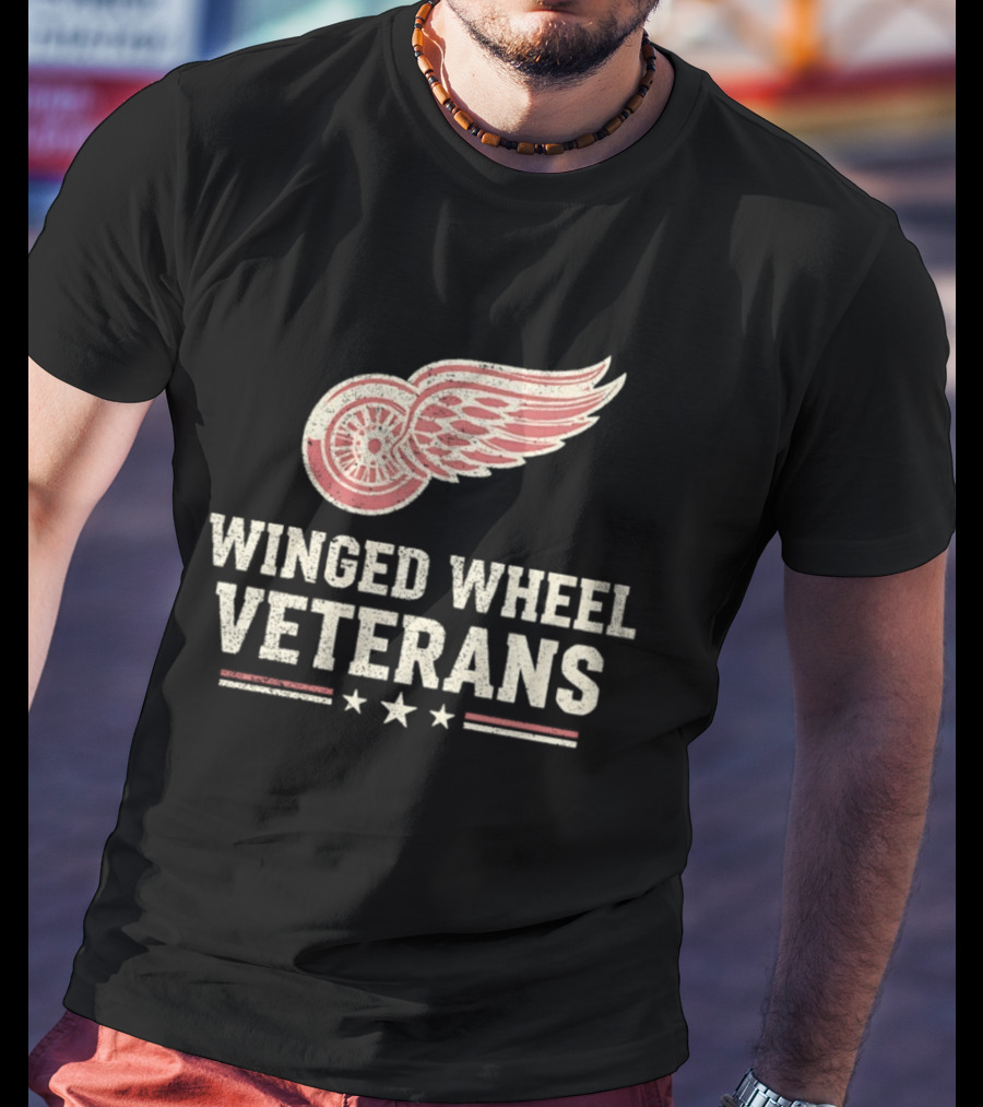 Winged Wheel Veterans Detroit Red Wings Three Stars T-Shirt
