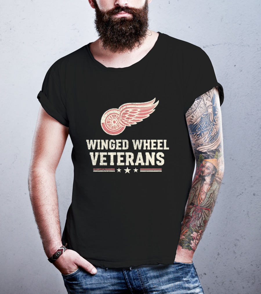 Winged Wheel Veterans Detroit Red Wings Three Stars T-Shirt