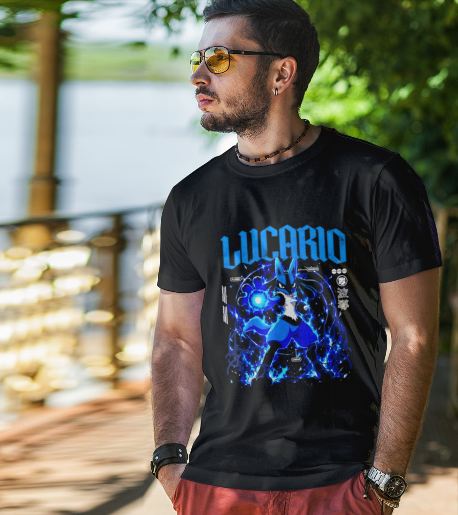 Lucario Fighting Awakened Combat Pokemon Aura Sphere Power T-Shirt