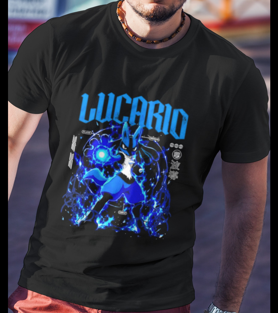 Lucario Fighting Awakened Combat Pokemon Aura Sphere Power T-Shirt