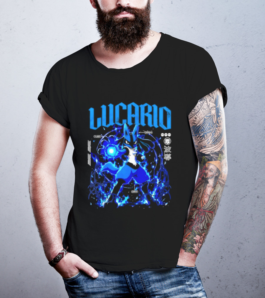 Lucario Fighting Awakened Combat Pokemon Aura Sphere Power T-Shirt