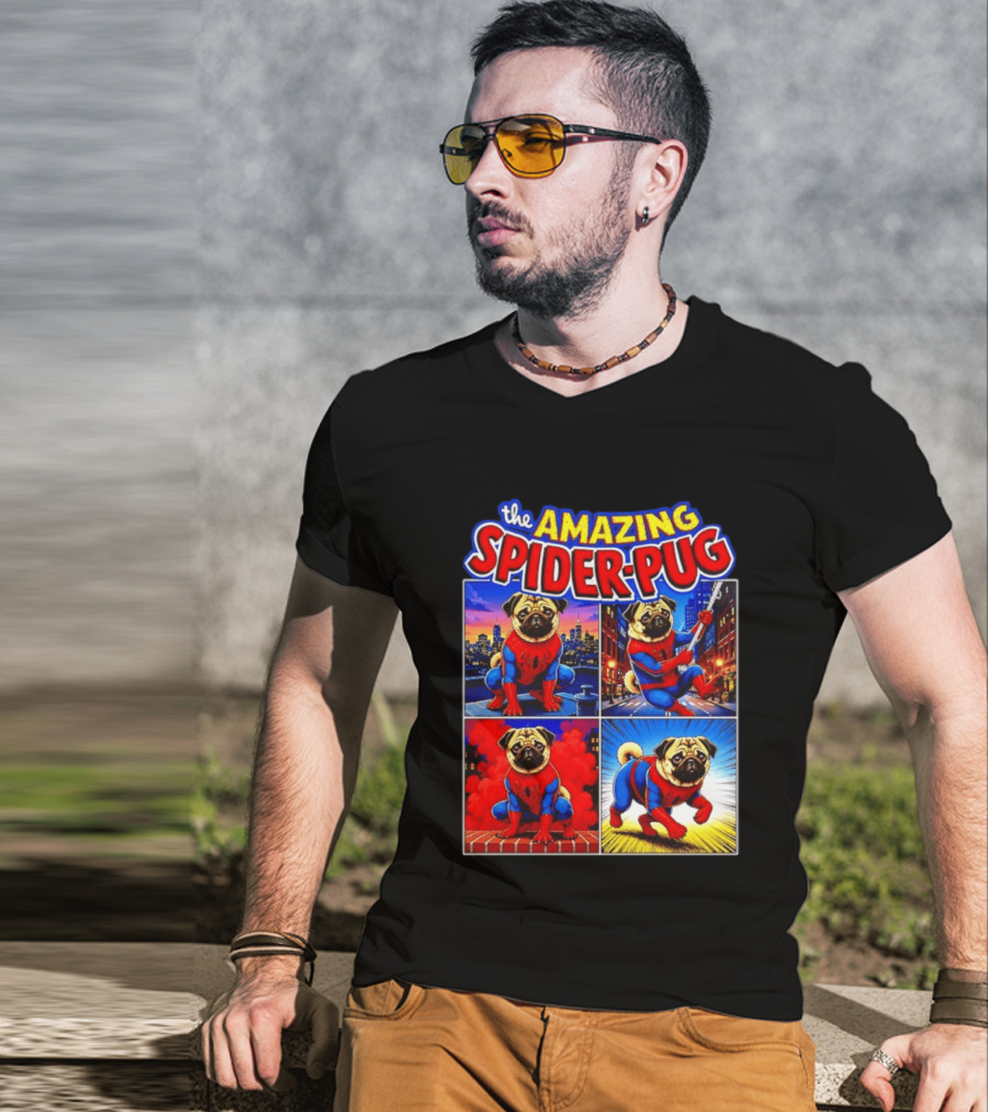 The Amazing Spider Pug Marvel Spider Man Parody Comic T-Shirt