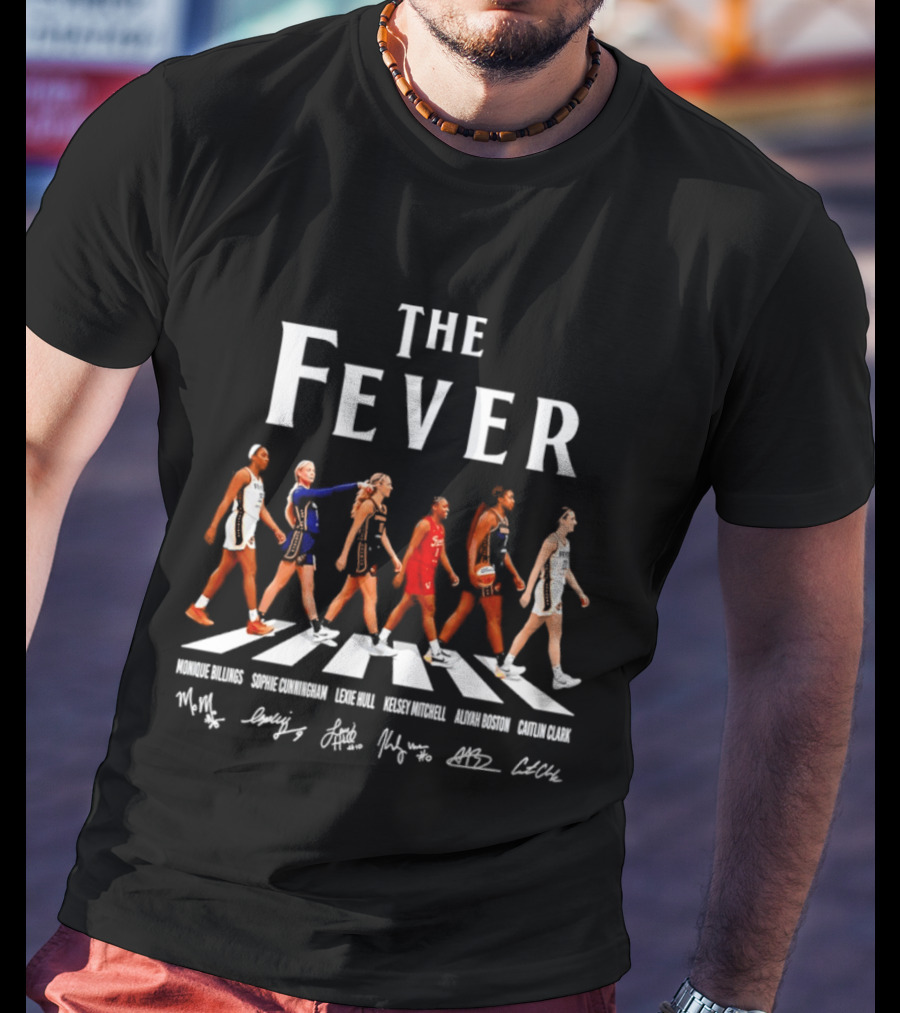 The Fever Monique Billings Sophie Cunningham Lexie Hull Kelsey Mitchell Aliyah Boston Caitlin Clark Indiana Fever Abbey Road Signatures T-Shirt