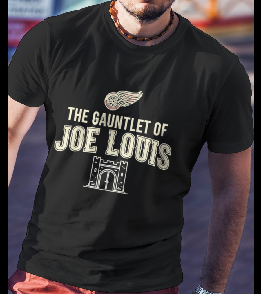 The Gauntlet Of Joe Louis Detroit Red Wings Winged Wheel Archway T-Shirt