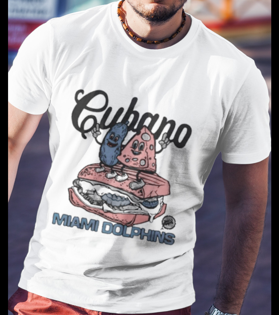 Cubano Miami Dolphins Sandwich And Characters T-Shirt