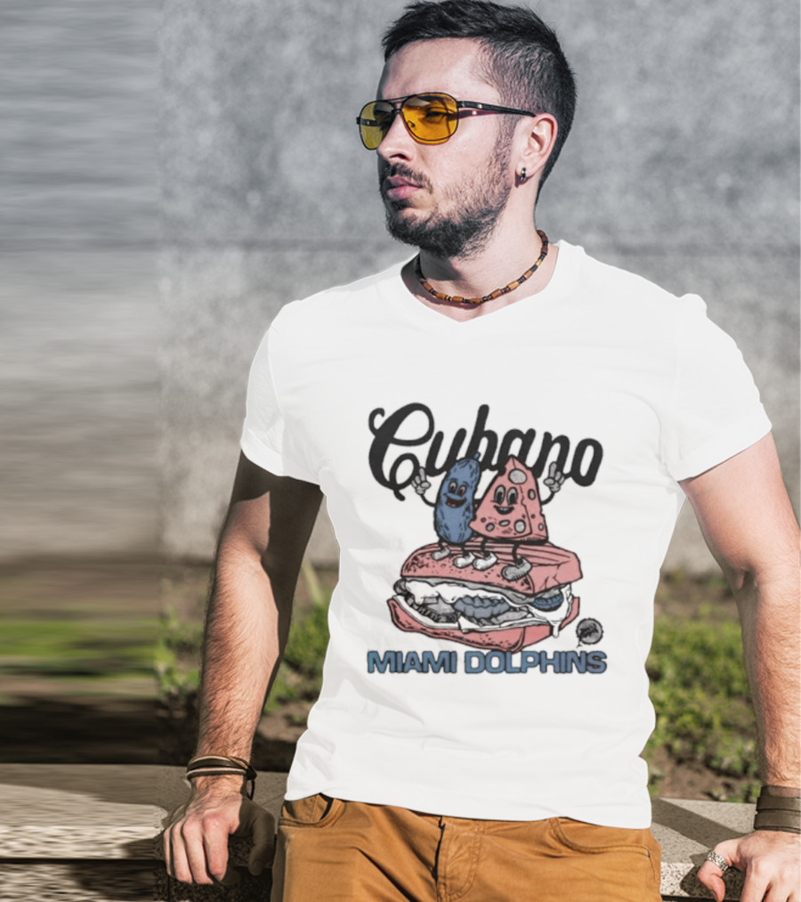 Cubano Miami Dolphins Sandwich And Characters T-Shirt