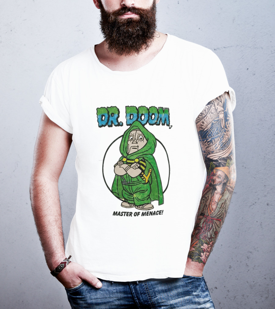 Dr Doom Master Of Menace Green Cloak Comic Style Villain T-Shirt