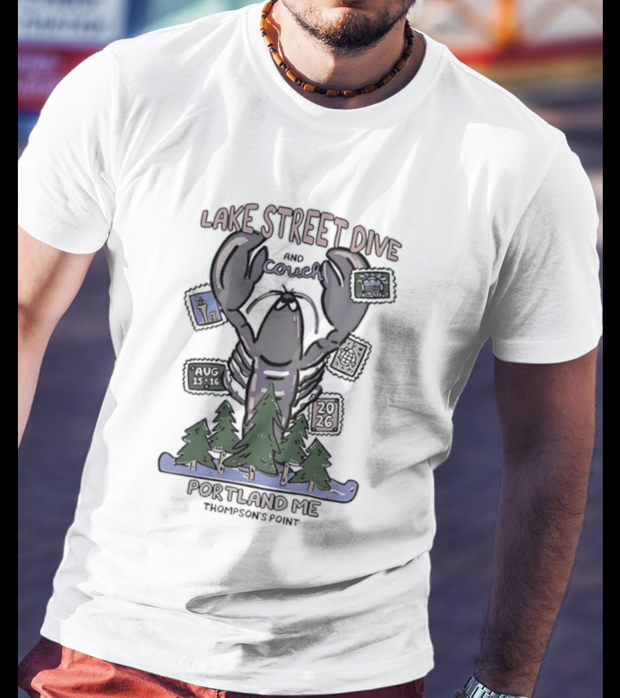 Lake Street Dive Portland ME Thompson's Point 2026 Lobster Trees Ski T-Shirt