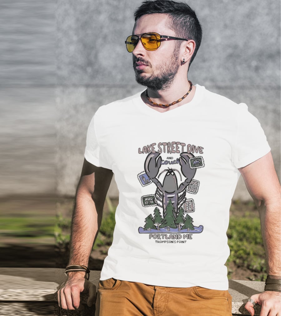 Lake Street Dive Portland ME Thompson's Point 2026 Lobster Trees Ski T-Shirt