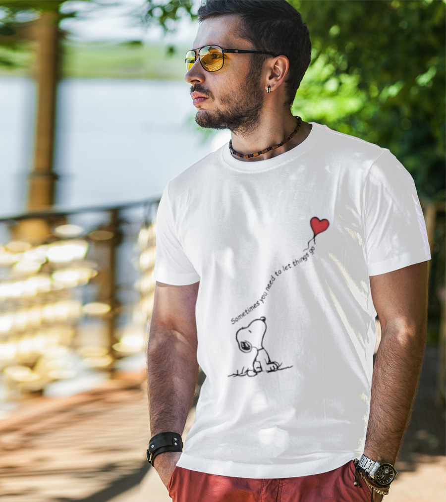Snoopy Sometimes You Need To Let Things Go Heart Balloon Peanuts T-Shirt