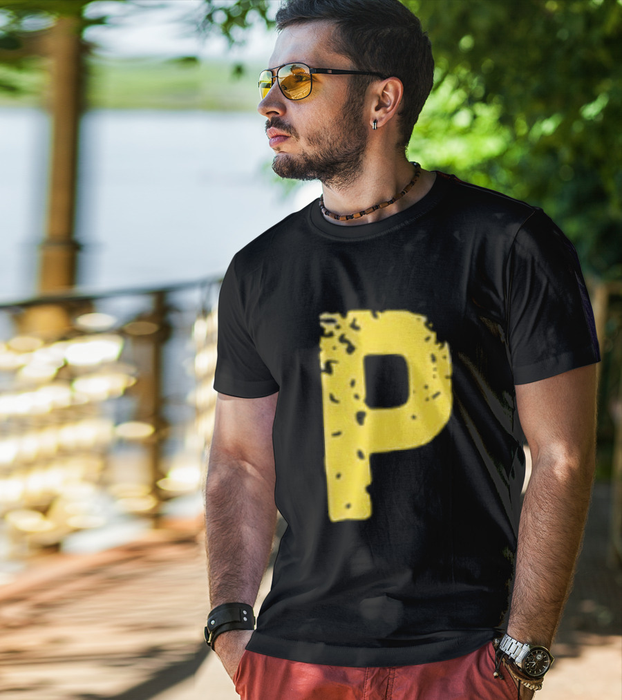 2026 Pirates IUP Night Yellow Pirate Letter P T-Shirt
