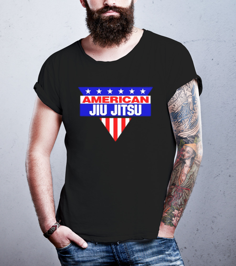 American Jiu Jitsu Stars And Stripes BJJ Martial Arts Grappling T-Shirt