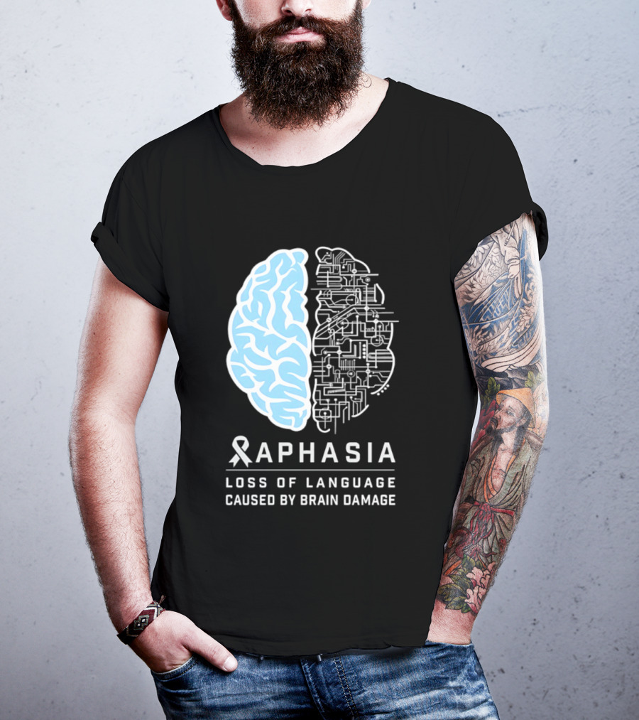 Aphasia Awareness Ribbon Brain Design Loss Of Language Caused By Brain Damage T-Shirt