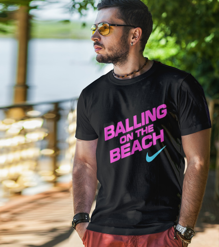 Balling On The Beach Nike Swoosh T-Shirt