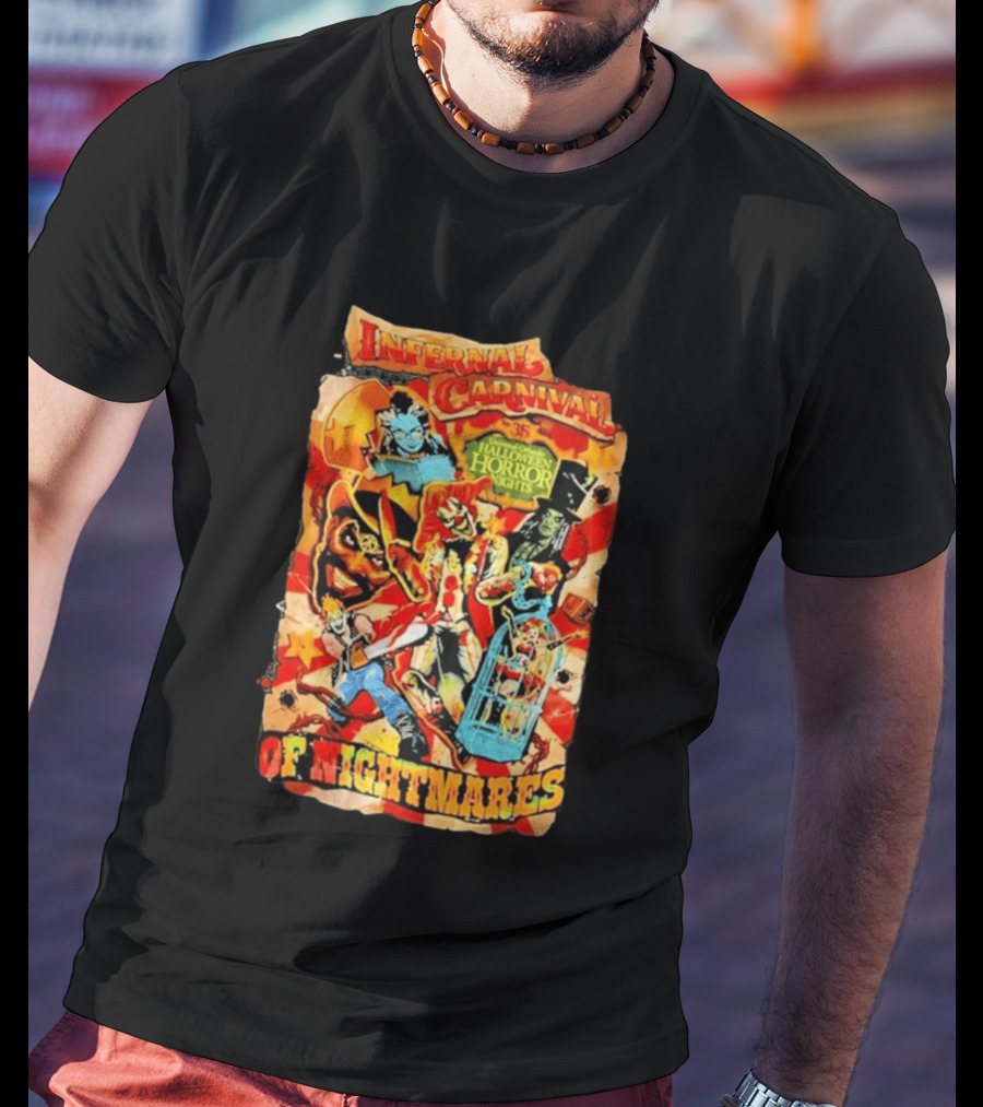 Infernal Carnival Of Nightmares Universal Orlando Halloween Horror Nights 35 Spooky Clown And Ghostly Characters T-Shirt