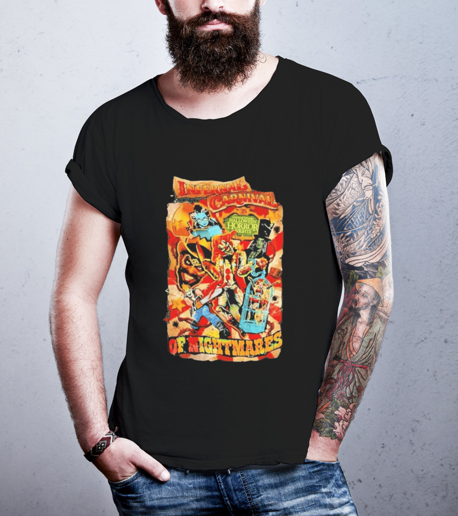 Infernal Carnival Of Nightmares Universal Orlando Halloween Horror Nights 35 Spooky Clown And Ghostly Characters T-Shirt