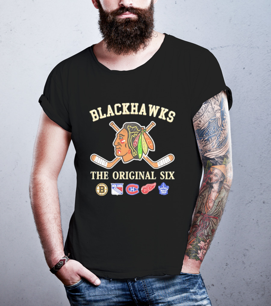 Blackhawks The Original Six Boston Bruins New York Rangers Montreal Canadiens Detroit Red Wings Toronto Maple Leafs T-Shirt
