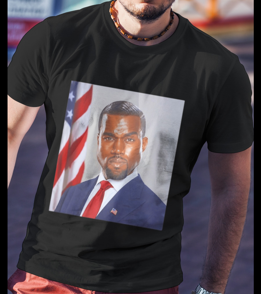 Kanye West Ye Political Portrait American Flag Suit And Tie T-Shirt