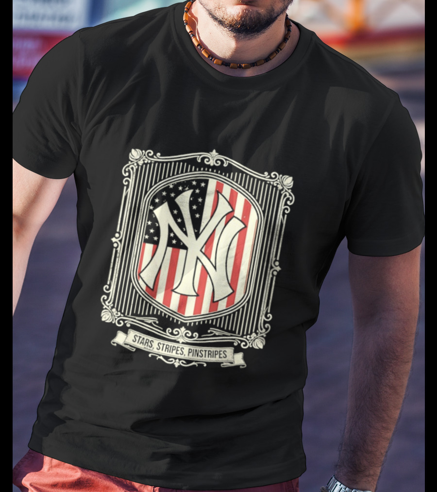 Yankees Stars And Stripes Pinstripes American Flag Baseball T-Shirt