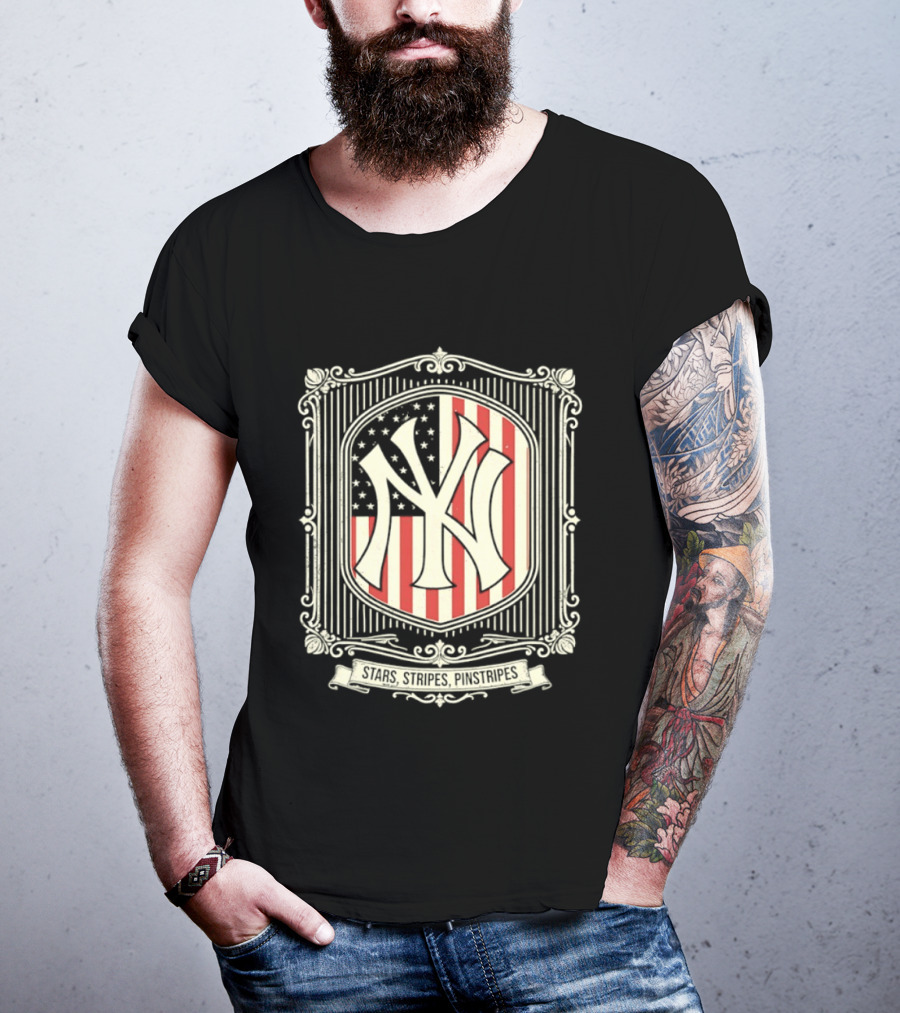 Yankees Stars And Stripes Pinstripes American Flag Baseball T-Shirt